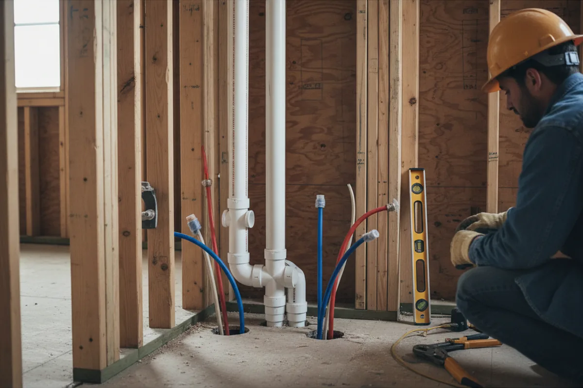Drain and supply rough-in during Leak Detection in Bois D Arc